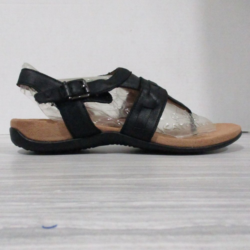 VIONIC LUPE BLACK LEATHER TOE POST SLINGBACK SANDALS NWOT